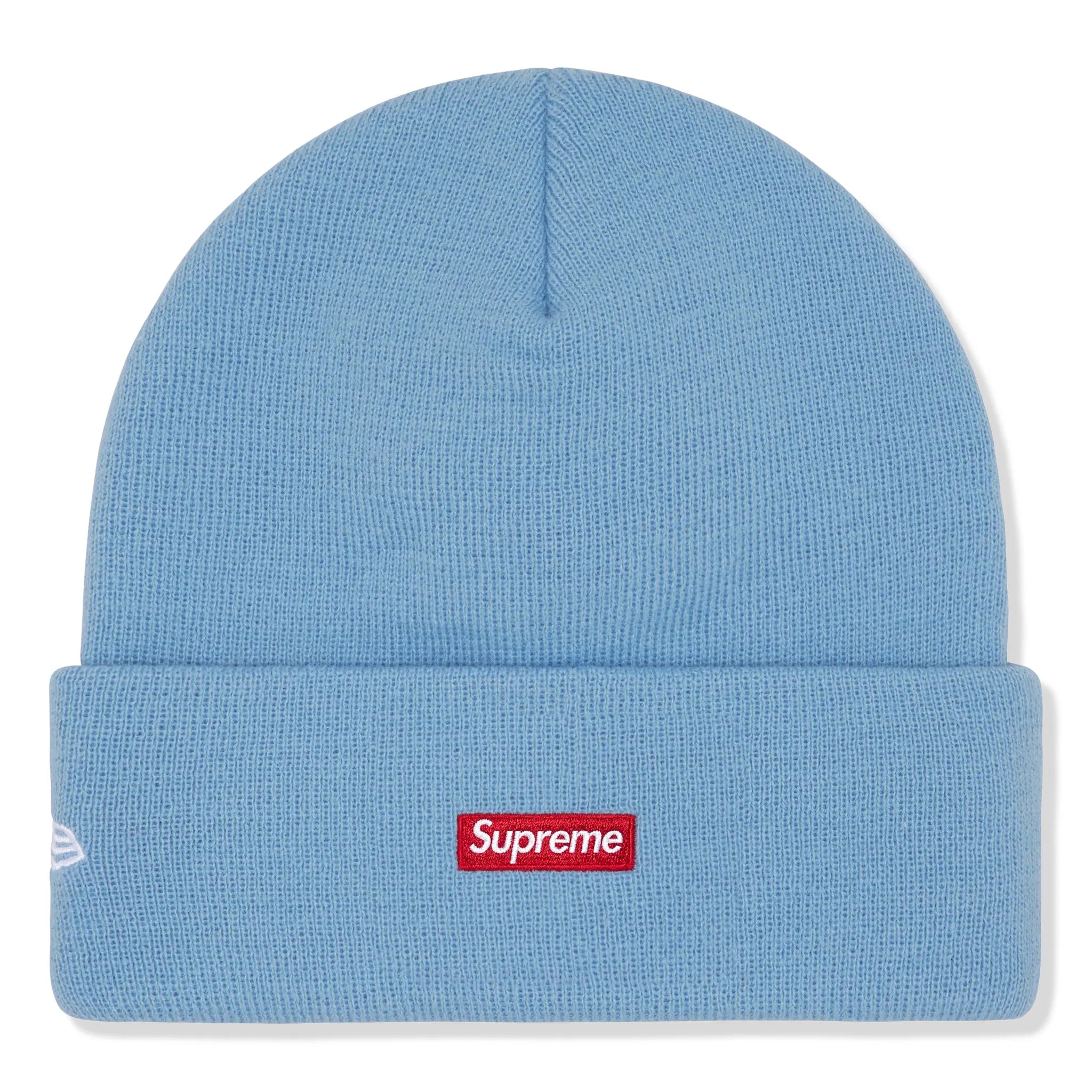 Back View of Supreme New Era Old English Light Blue Beanie FW25BN65-LIGHT BLUE